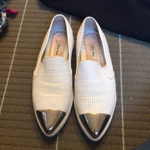 Miumui metal cap toe slip ons!